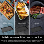 Ninja Sizzle Pro XL Indoor Grill and Griddle with Non-Stick Ceramic Griddle Plate and Griddle, Detachable Lid, Grease Catcher and Recipe Guide, Silver/Black GX101EU