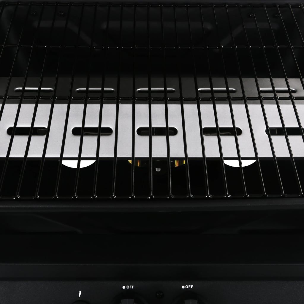 Barbacoa Portátil De Gas Con Mesita De 3 Estantes Negro Vidaxl