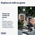 De'Longhi Rivelia EXAM440.55.G, Cafetera Superautomática con LatteCrema Hot, Espumador de Leche Automático, Tamaño Compacto, 16 Recetas, Pantalla Táctil a Color, Gris
