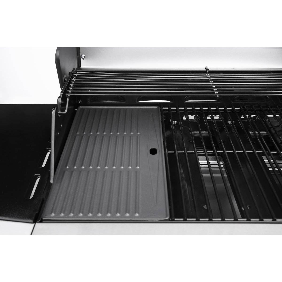 Barbacoa A Gas Con Led "bingo 4" - 4 Quemadores (1 Lateral) - 14kw + Funda De Protección- Plateado