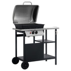 Barbacoa Portátil De Gas Con Mesita 3 Estantes Negro Y Plateado Vidaxl
