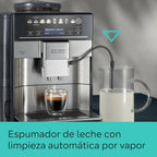 Siemens - Superautomatic coffee maker, EQ6 plus s500, aromaDouble Shot, autoMilk Clean, ceramDrive, Display CoffeeSelect, Black/Inox, TE655203RW