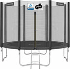 SONGMICS - Children's Outdoor Trampoline Diameter 183/244/305/366/427 cm, External Protection Net, Safety Cushions, Ladder, Straight Post 180 cm High, Steel Frame