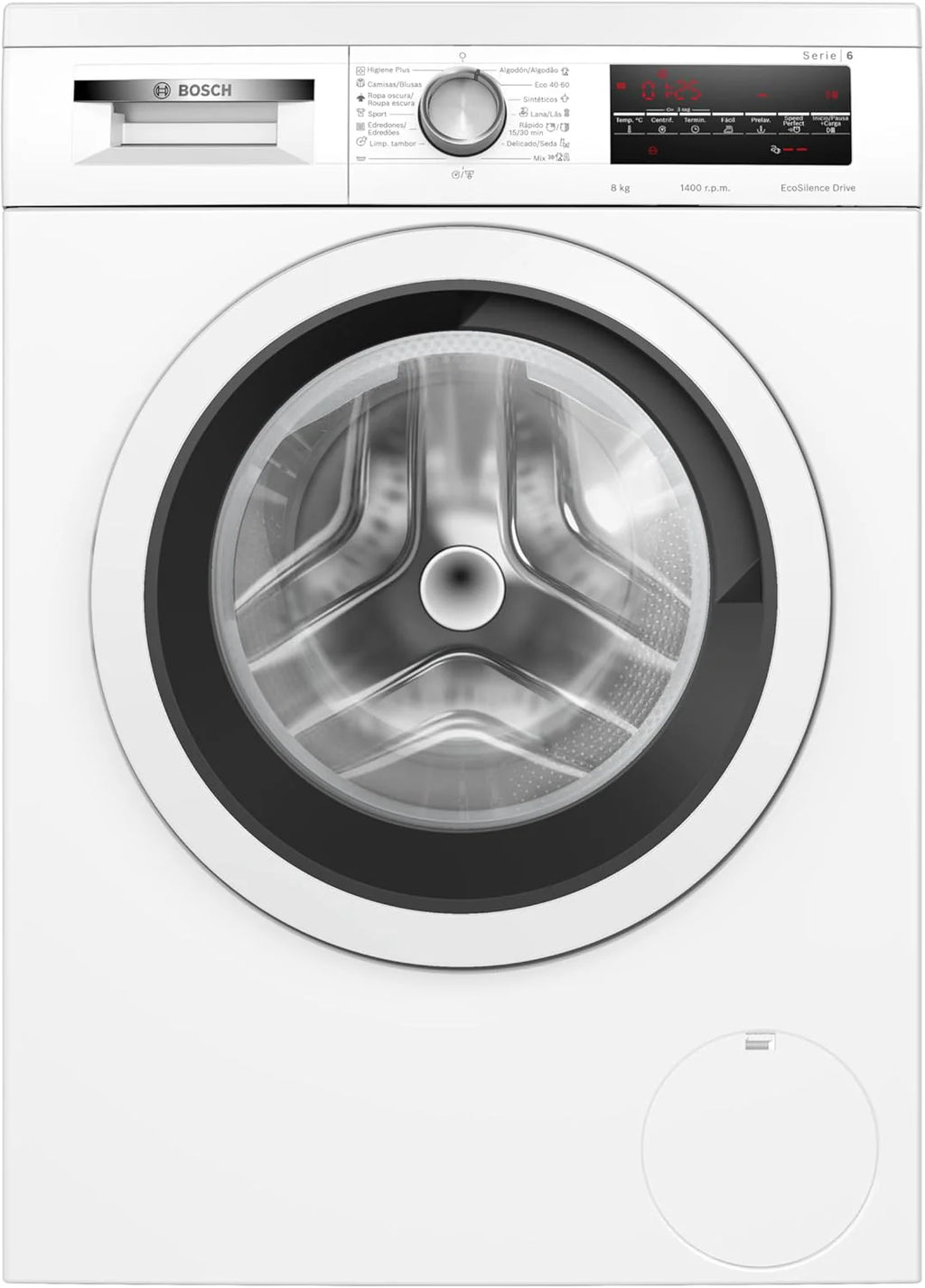 Bosch Washing Machine, Free Installation, 8 kg, Series 6, EcoSilence, Anti-Fingerprint Steel, WUU28T8XES