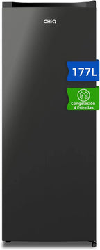 CHiQ Freestanding Upright Freezer, 145L Capacity, Quick Freeze, Adjustable Thermostat, Quiet, Reversible Door, Black, Energy Rating E