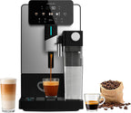 Cecotec Cremmaet Latte Touch Superautomatic Coffee Maker, 19 Bars, Thermoblock, 12 Beverages, 4 Profiles, Water 1.1L and 400 ml Milk, TFT Screen, Conical Grinder, Automatic Cleaning, Adjustable Height