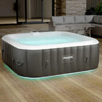 Arebos Whirlpool Inflatable Spa | Hot Tub | 185 x 185 cm | for 6 People | LED Luminous Band | 130 Massage Jets | 910 Litres | Includes Cover | Bubble Massage and Wellness