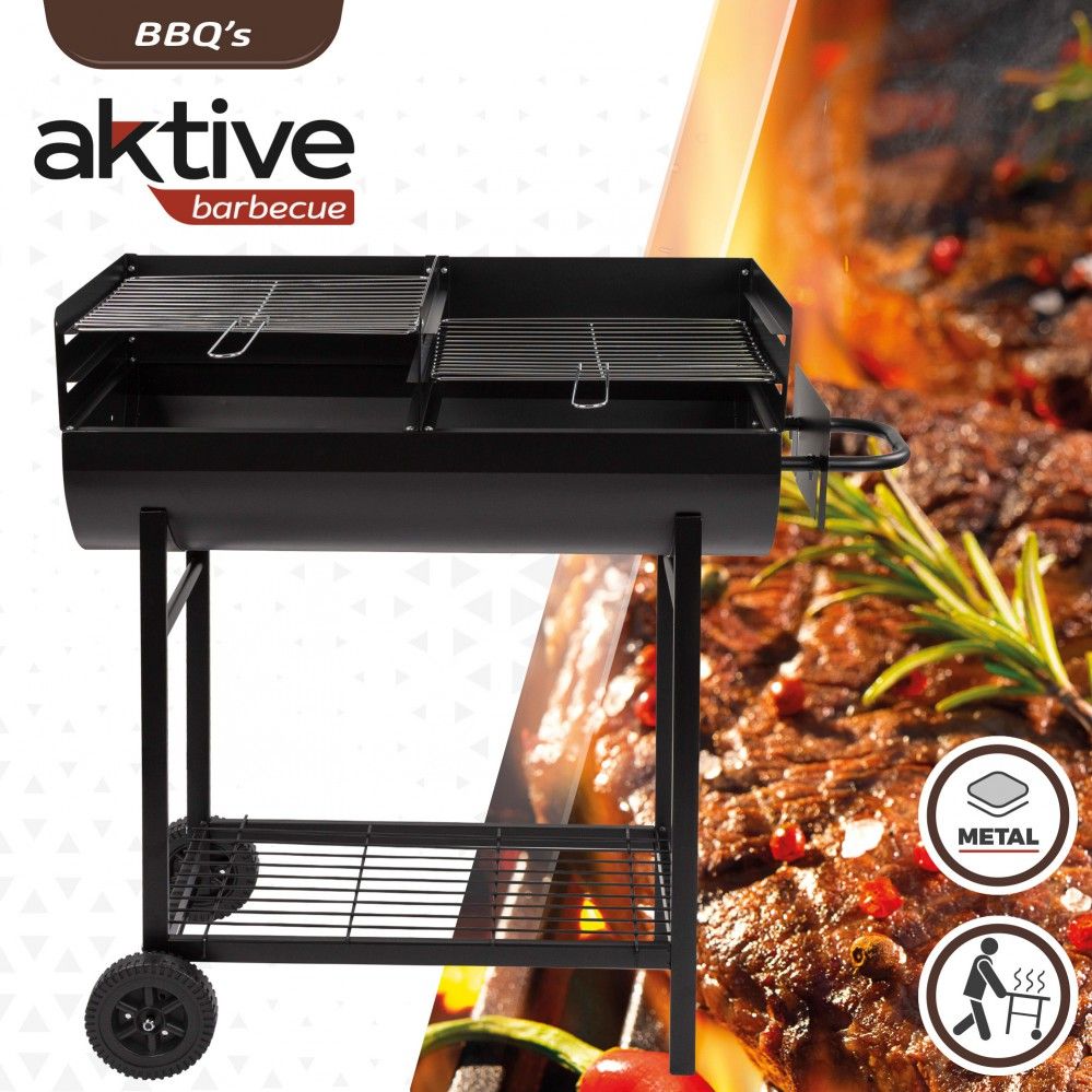Barbacoa De Carbón Con Doble Parrilla Aktive