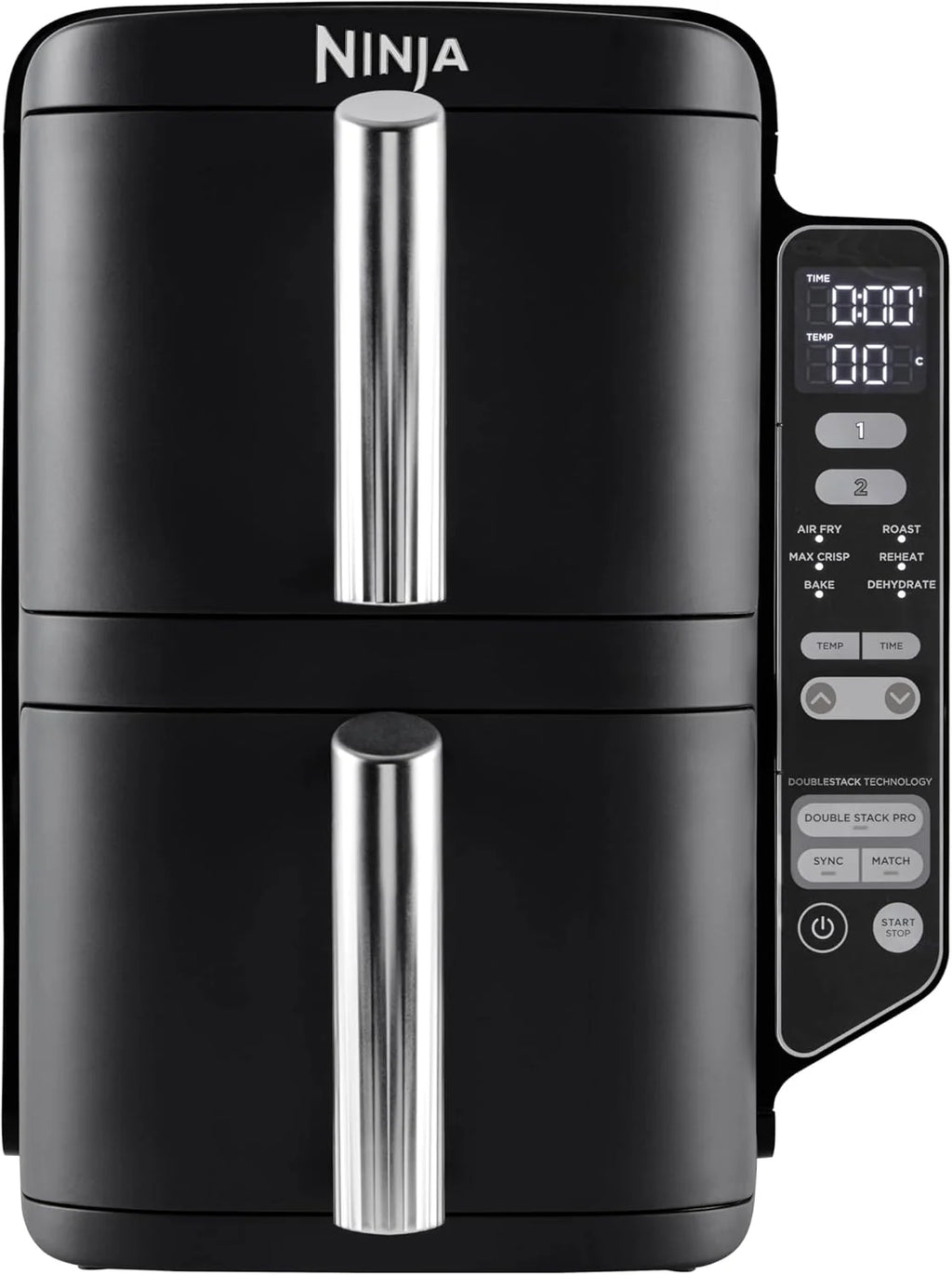 Ninja Double Stack XL Air Fryer, 9.5 Litre, Vertical Double Drawer, 4 Cooking Levels, 2 Drawers and 2 Grids, Space Saving Design, 6 Cooking Functions, 8 Portions, Black/Copper, SL400EUCP