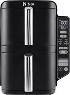 Ninja Double Stack XL Air Fryer, 9.5 Litre, Vertical Double Drawer, 4 Cooking Levels, 2 Drawers and 2 Grids, Space Saving Design, 6 Cooking Functions, 8 Portions, Black/Copper, SL400EUCP