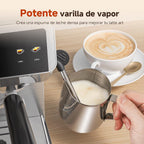 AMZCHEF Espresso Maker with Built-in Grinder 20 Bars – Coffee Machine with 44 Grinding Settings, Milk Steamer, 4 Temperatures, Cold Coffee Function, Stainless Steel, 1.8L Tank