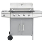 Barbacoa Grill De Gas 4+1 Quemadores Plateada Vidaxl