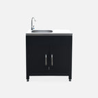 Cocina Exterior De Acero Con Fregadero De 80cm, Negro
