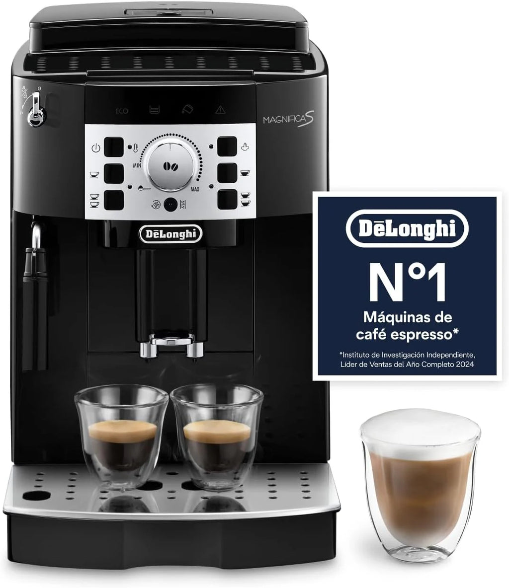 De'Longhi Magnifica S – Perfetto Superautomatic Coffee Maker, Manual Milk Frother, Espresso and Cappuccino, Control Panel with Buttons, Black (ECAM11.112.B)