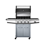 Barbacoa A Gas Con Led "bingo 5" - 5 Quemadores Donde 1 Es Lateral - 15.2kw + Funda De Protección - Plateado