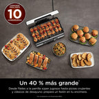 Ninja Sizzle Pro XL Indoor Grill and Griddle with Non-Stick Ceramic Griddle Plate and Griddle, Detachable Lid, Grease Catcher and Recipe Guide, Silver/Black GX101EU