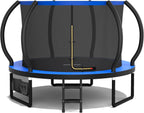 Devoko Cama Elástica Exterior para Niños Ø 228/305/366/427 cm, Trampolín Exterior de Jardín Calabaza Certificado GS con Red Seguridad, Escalera, Capacidad 150 kg
