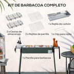 Barbacoa Carbón De Acero Inoxidable Metal 94x39x70 Cm-outsunny.verde
