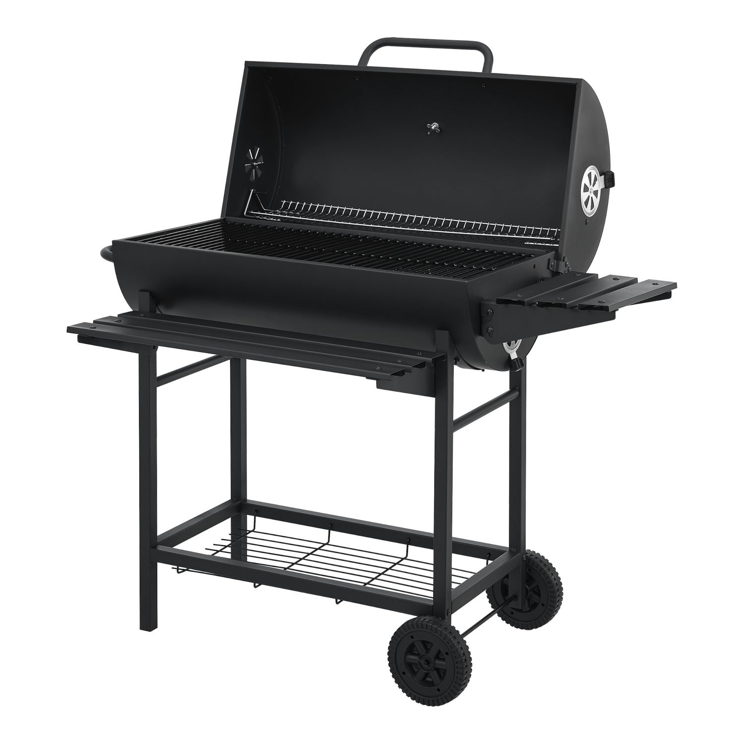Barbacoa De Carbón Armento Con 2 Ruedas Termómetro Acero - Negro [casa.pro]