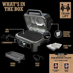 2026 Parrilla y ahumador exterior Ninja Woodfire Pro XL, termómetro, master grill 4 en 1, barbacoa ahumador, freidora de aire exterior, horno, portátil, parrilla eléctrica, gris oscuro, modelo OG850