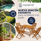 CASARIA® FSC® Outdoor Garden Table Set of 4 Chairs Acacia Wood Dining Set Patio Terrace Balcony Set 5 Pieces Folding Table Seats Armrests Durable Weather Resistant 120 x 70 cm
