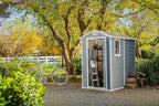 Keter Manor 4X6 - Caseta de jardín, 130x192x198cm y 2,2m2, Suelo, Sistema de ventilación, Puerta y Ventana, Resistente al Agua, Color Gris