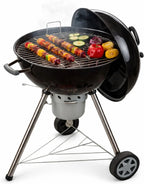 Amig - Fireplus Charcoal BBQ XXL - Steel Grill 57x42cm - With Wheels and Side Trays - Large Transportable Rotisserie - Ash Tank - 131x116.5x56cm
