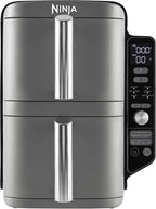 Ninja Double Stack XL Air Fryer, 9.5 Litre, Vertical Double Drawer, 4 Cooking Levels, 2 Drawers and 2 Grids, Space Saving Design, 6 Cooking Functions, 8 Portions, Black/Copper, SL400EUCP