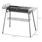 Barbacoa De Carbón Outsunny Acero Inoxidable Metal 96x61x72 Cm Negro