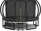 Devoko Cama Elástica Exterior para Niños Ø 228/305/366/427 cm, Trampolín Exterior de Jardín Calabaza Certificado GS con Red Seguridad, Escalera, Capacidad 150 kg