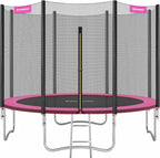 SONGMICS - Children's Outdoor Trampoline Diameter 183/244/305/366/427 cm, External Protection Net, Safety Cushions, Ladder, Straight Post 180 cm High, Steel Frame