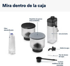 De'Longhi Rivelia EXAM440.55.G, Cafetera Superautomática con LatteCrema Hot, Espumador de Leche Automático, Tamaño Compacto, 16 Recetas, Pantalla Táctil a Color, Gris