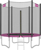 SONGMICS - Children's Outdoor Trampoline Diameter 183/244/305/366/427 cm, External Protection Net, Safety Cushions, Ladder, Straight Post 180 cm High, Steel Frame