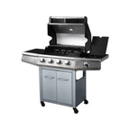 Barbacoa A Gas Con Led "bingo 5" - 5 Quemadores Donde 1 Es Lateral - 15.2kw + Funda De Protección - Plateado