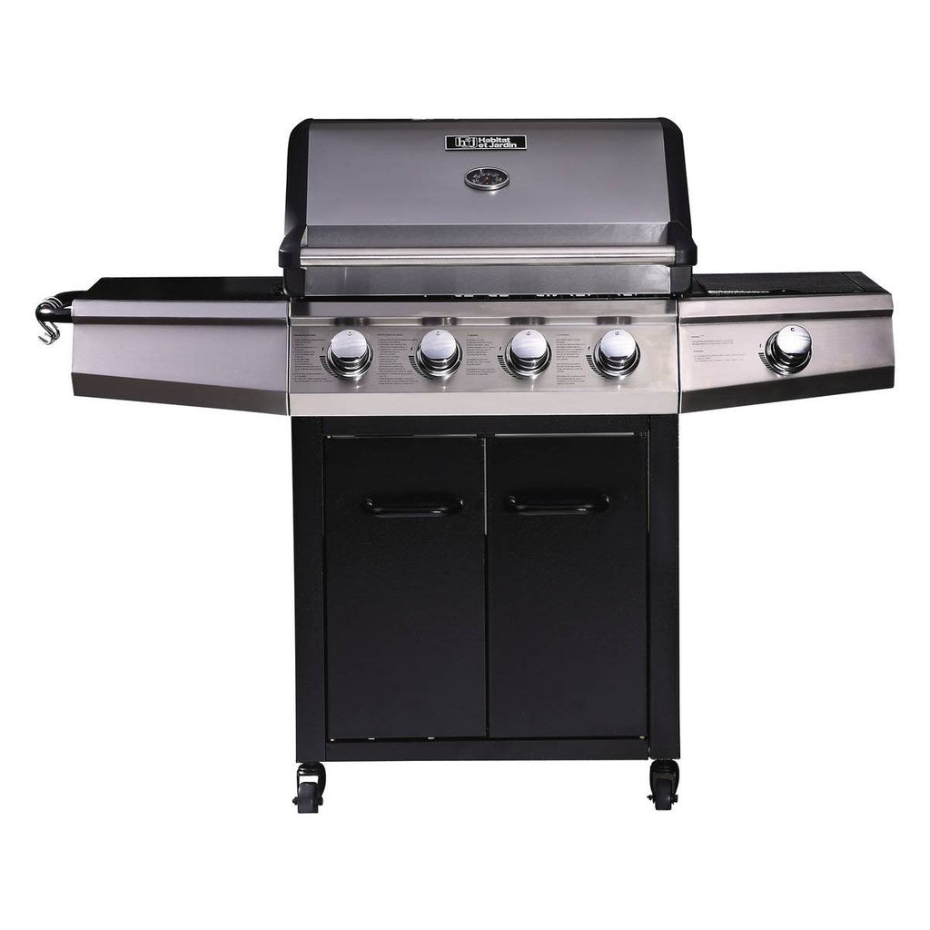 Barbacoa A Gas "bingo 5" - 5 Quemadores (1 Lateral) - 15.2kw + Funda De Protección - Negro