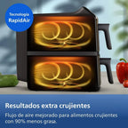 Philips Airfryer Series 4000 Double Vertical Basket 10L – RapidAir Technology, Sync, 2 Baskets at Once, 45% Less Space, PFAS Free Ceramic Coating, Viewing Windows (NA460/00)