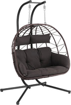 Hanging Chair with Stand, Cushion and Pad XXL | 2 People | Indoor and Outdoor Hanging Swing | Metal Structure, Garden/Terrace Swing, Egg Chair, Hanging Basket