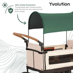 Yvolution Easy Folding and Storage Wagon with Awning - Folding Wagon for Kids, Cargo and Garden, Side Opening Cart for 2 Kids, Adjustable Push and Pull Handle, Front Door with
