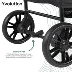 Yvolution Easy Folding and Storage Wagon with Awning - Folding Wagon for Kids, Cargo and Garden, Side Opening Cart for 2 Kids, Adjustable Push and Pull Handle, Front Door with