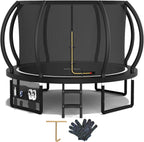 Devoko Cama Elástica Exterior para Niños Ø 228/305/366/427 cm, Trampolín Exterior de Jardín Calabaza Certificado GS con Red Seguridad, Escalera, Capacidad 150 kg