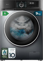 Cecotec Washing Machine 9 kg Front Load Bolero Dresscode 9500 Inverter Steel A. 1900W, 1400 rpm, Inverter Plus Motor, Low Consumption, 16 Programs, SteamMax, Delay Start, Steel