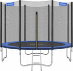 SONGMICS - Children's Outdoor Trampoline Diameter 183/244/305/366/427 cm, External Protection Net, Safety Cushions, Ladder, Straight Post 180 cm High, Steel Frame
