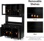 VOWNER Armario Aparador Cocina/Buffet, 100L x 38W x 181H cm, Mueble Auxiliar de Almacenaje, 5 Puertas y 5 Baldas Ajustables, Blanco