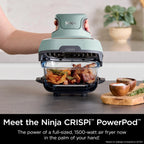 2026 Ninja Crispi Freidora de Aire Caliente, Compatible con Microondas, Congelador y Lavavajillas, Sistema de Cocina Portátil en Vidrio No Tóxico, Recipiente de Vidrio de 1,5 L con 6 Tazas y Tapas