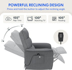 FLEXISPOT Sillón de Relax Eléctrico con Respaldo Ajustable, Reclinable de 105° a 155°, Sillon Reclinable, Sofá Relax Ergonómico Sillón para Dormitorio, Salón y Cine en casa (Gris Oscuro)