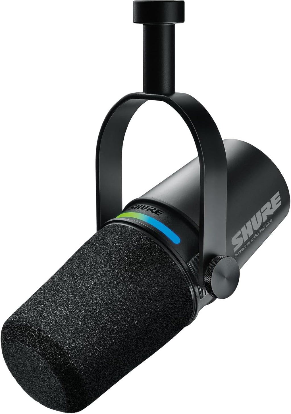 Shure MV7+ Dynamic Podcast Microphone, OBS Certified, Enhanced Audio, LED Panel, USB-C and XLR Outputs, Digital Anti-Pop Filter, Reverb Effects, Black