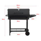 Barbacoa De Carbón Armento Con 2 Ruedas Termómetro Acero - Negro [casa.pro]