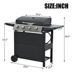2026 Parrilla a gas SEGMART de 4 quemadores de acero inoxidable – 34,200 BTU, barbacoa para jardín/patio con dos estantes plegables y termómetro, ideal para camping y cocina al aire libre