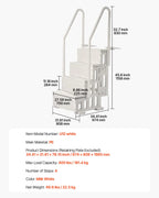 VEVOR Pool Ladder 4 Steps with Double Handrails and Non-Slip Heavy Duty Steps, Load 400 lbs for Inground and Above Ground Pools, Milk White, 874 x 810 x 1985 mm