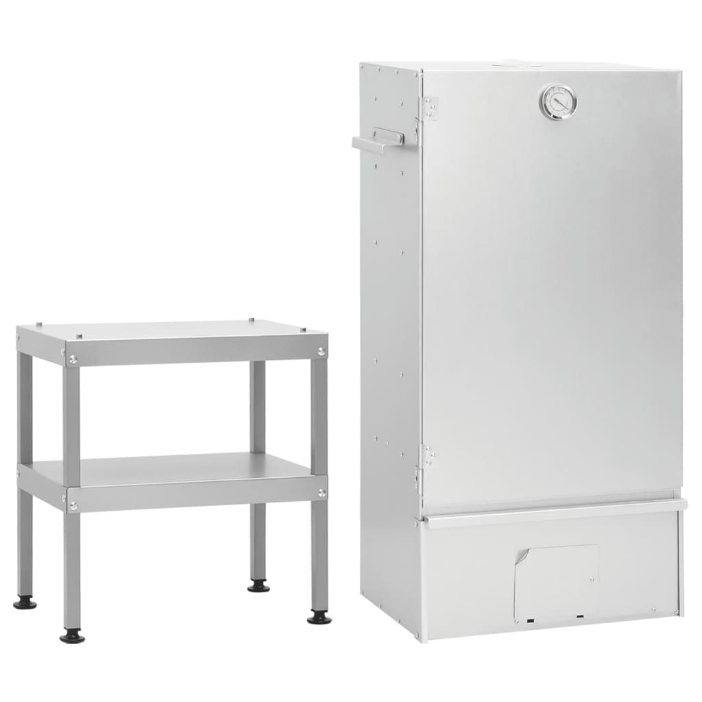 Horno Ahumador De Barbacoa Con Mesa Acero Galvanizado Vidaxl